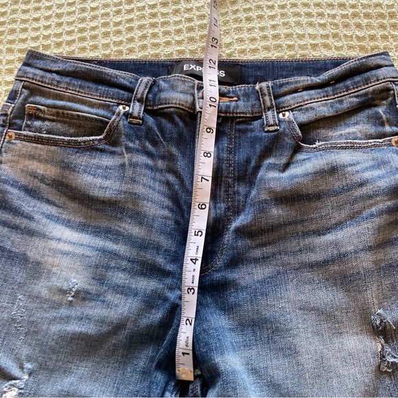 Express Women's Blue Original Girlfriend High Rise Jeans Size 4 - Picture 7 of 10
